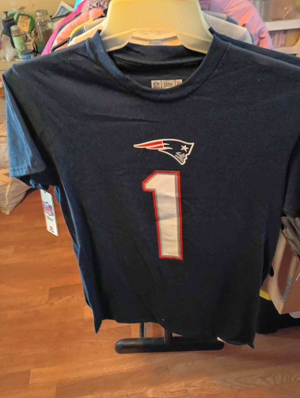 NFL Navy Blue Patriots #1 Short Sleeve Tee